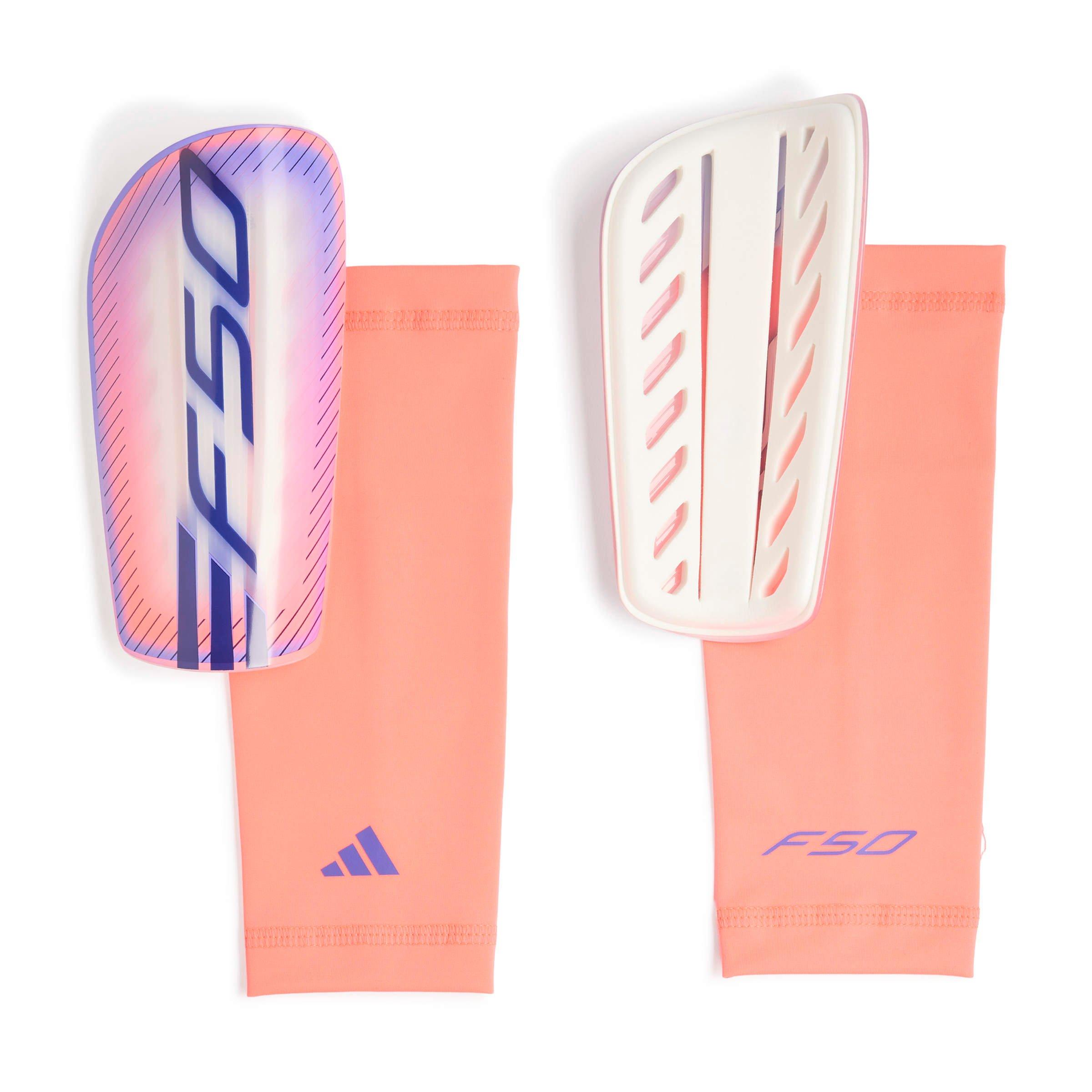 adidas F50 League Soccer Shin Guards - Solar Turbo/Solar Purple - WHITE/PURPLE